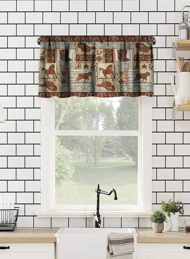 YCness Retro Rustic Curtains Valances Sets for Kitchen, Wild Horse Cabin Blackout Window Treatments for Living Room Bedroom,Western Cowboy Lodge Farmhouse Kitchen Curtain Sets 54x24 Inch - Image 2